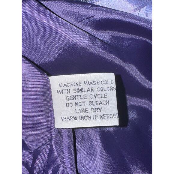 Vintage Y2K 90s Linen Jacket Womens Small All Over Print Purple Fairy Rave Disco - Picture 7 of 11